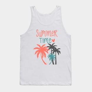 Summer Time Heart Tropical Palm Trees Tank Top